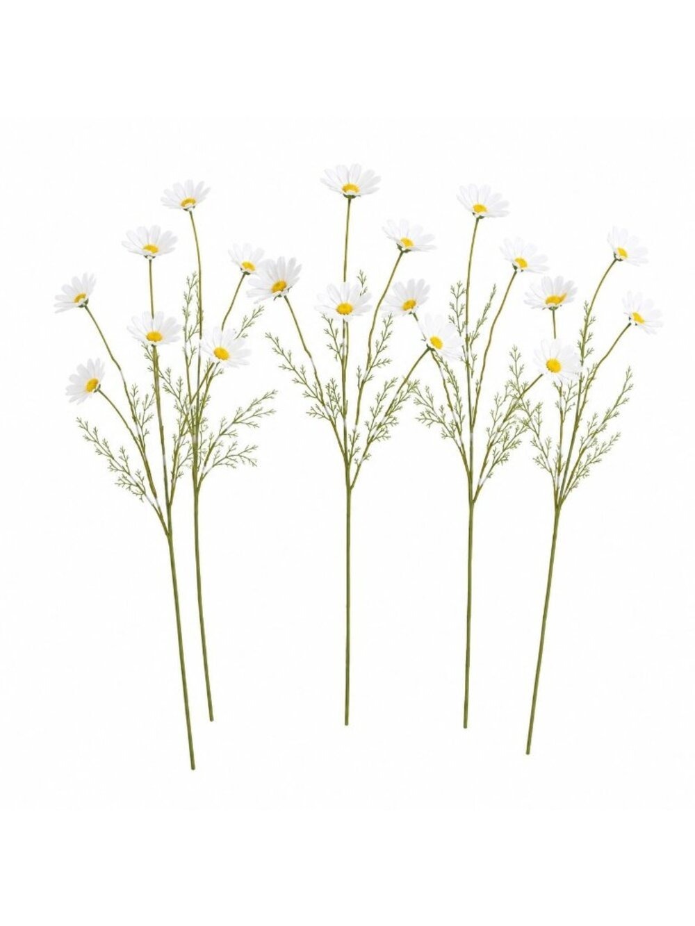White Faux Daisy Stem 20 Inch Artificial Wildflower Set of 5 Farmhouse Floral De
